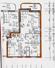 Grundriss ---VERMIETET 4 Zimmer-Obergeschoss-Wohnung mit Balkon und Garage in bevorzugter Wohnlage---